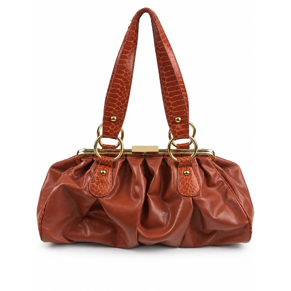 ALDO Vintage Y2K Rust Brown Ruched Slouchy Chic Small Shoulder Bag Purse